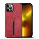 For iPhone 13 Pro Max Denior DV Elastic Card PU Back Cover Phone Case(Red) - 1