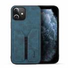 For iPhone 12 mini Denior DV Elastic Card PU Back Cover Phone Case(Blue) - 1