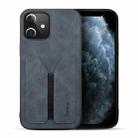 For iPhone 12 mini Denior DV Elastic Card PU Back Cover Phone Case(Grey) - 1