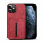 For iPhone 12 mini Denior DV Elastic Card PU Back Cover Phone Case(Red) - 1