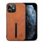 For iPhone 12 mini Denior DV Elastic Card PU Back Cover Phone Case(Brown) - 1