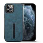 For iPhone 12 / 12 Pro Denior DV Elastic Card PU Back Cover Phone Case(Blue) - 1