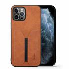For iPhone 12 / 12 Pro Denior DV Elastic Card PU Back Cover Phone Case(Brown) - 1