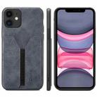 For iPhone 11 Denior DV Elastic Card PU Back Cover Phone Case(Grey) - 1