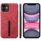 For iPhone 11 Denior DV Elastic Card PU Back Cover Phone Case(Red) - 1