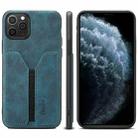 For iPhone 11 Pro Denior DV Elastic Card PU Back Cover Phone Case(Blue) - 1