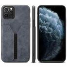 For iPhone 11 Pro Denior DV Elastic Card PU Back Cover Phone Case(Grey) - 1