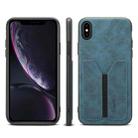 For iPhone X / XS Denior DV Elastic Card PU Back Cover Phone Case(Blue) - 1