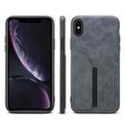 For iPhone X / XS Denior DV Elastic Card PU Back Cover Phone Case(Grey) - 1