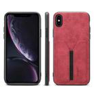 For iPhone X / XS Denior DV Elastic Card PU Back Cover Phone Case(Red) - 1