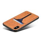 For iPhone X / XS Denior DV Elastic Card PU Back Cover Phone Case(Brown) - 4