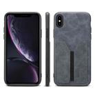 For iPhone XS Max Denior DV Elastic Card PU Back Cover Phone Case(Grey) - 1