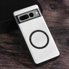 For Google Pixel 6 Magsafe Magnetic Ring Leather Texture Phone Case(White) - 1