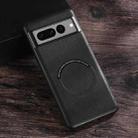 For Google Pixel 6 Magsafe Magnetic Ring Leather Texture Phone Case(Black) - 1