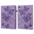 For OPPO Pad Air 2022 Embossed Butterfly Pattern Leather Tablet Case(Purple) - 1