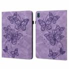 For Nokia T20 10.4 2021 Embossed Butterfly Pattern Leather Tablet Case(Purple) - 1