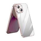 For iPhone 14 SULADA Lens Protector Plated Clear Case(Pink) - 1