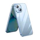 For iPhone 14 Plus SULADA Lens Protector Plated Clear Case(Sierra Blue) - 1