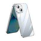 For iPhone 14 Plus SULADA Lens Protector Plated Clear Case(Silver) - 1