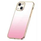 For iPhone 14 Plus SULADA Iridescence Series Plating Transparent Gradient Phone Case(Pink) - 1