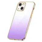 For iPhone 14 Plus SULADA Iridescence Series Plating Transparent Gradient Phone Case(Purple) - 1