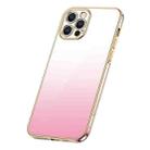 For iPhone 14 Pro SULADA Iridescence Series Plating Transparent Gradient Phone Case(Pink) - 1