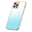 For iPhone 14 Pro SULADA Iridescence Series Plating Transparent Gradient Phone Case(Blue) - 1