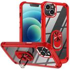 For iPhone 14 Plus TPU + PC Lens Protection Phone Case with Ring Holder(Red) - 1