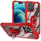 For iPhone 14 Pro TPU + PC Lens Protection Phone Case with Ring Holder(Red) - 1
