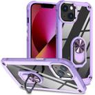 For iPhone 13 TPU + PC Lens Protection Phone Case with Ring Holder(Purple) - 1
