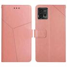 For Motorola Moto G72 4G HT01 Y-shaped Pattern Flip Leather Phone Case(Pink) - 1