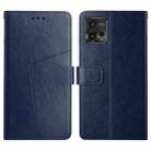 For Motorola Moto G72 4G HT01 Y-shaped Pattern Flip Leather Phone Case(Blue) - 1