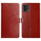 For Motorola Moto G72 4G HT01 Y-shaped Pattern Flip Leather Phone Case(Brown) - 1