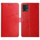 For Motorola Moto G72 4G HT01 Y-shaped Pattern Flip Leather Phone Case(Red) - 1