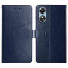 For OPPO A17 HT01 Y-shaped Pattern Flip Leather Phone Case(Blue) - 1