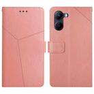 For Realme 10 4G HT01 Y-shaped Pattern Flip Leather Phone Case(Pink) - 1