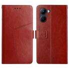 For Realme 10 5G HT01 Y-shaped Pattern Flip Leather Phone Case(Brown) - 1