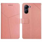 For Realme C33 HT01 Y-shaped Pattern Flip Leather Phone Case(Pink) - 1