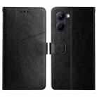 For Realme C33 HT01 Y-shaped Pattern Flip Leather Phone Case(Black) - 1