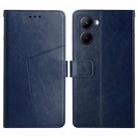 For Realme C33 HT01 Y-shaped Pattern Flip Leather Phone Case(Blue) - 1