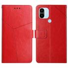 For Xiaomi Redmi A1+ HT01 Y-shaped Pattern Flip Leather Phone Case(Red) - 1