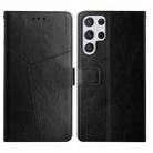 For Samsung Galaxy S23 Ultra 5G HT01 Y-shaped Pattern Flip Leather Phone Case(Black) - 1