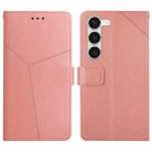 For Samsung Galaxy S23 5G HT01 Y-shaped Pattern Flip Leather Phone Case(Pink) - 1