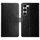 For Samsung Galaxy S23 5G HT01 Y-shaped Pattern Flip Leather Phone Case(Black) - 1