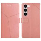 For Samsung Galaxy S23+ 5G HT01 Y-shaped Pattern Flip Leather Phone Case(Pink) - 1