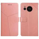 For Sharp Aquos Sense7 SH-V48 HT01 Y-shaped Pattern Flip Leather Phone Case(Pink) - 1