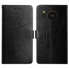 For Sharp Aquos Sense7 SH-V48 HT01 Y-shaped Pattern Flip Leather Phone Case(Black) - 1