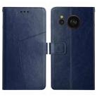 For Sharp Aquos Sense7 SH-V48 HT01 Y-shaped Pattern Flip Leather Phone Case(Blue) - 1