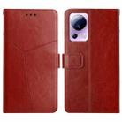 For Xiaomi 12 Lite NE HT01 Y-shaped Pattern Flip Leather Phone Case(Brown) - 1