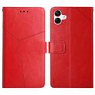 For Samsung Galaxy A04E HT01 Y-shaped Pattern Flip Leather Phone Case(Red) - 1